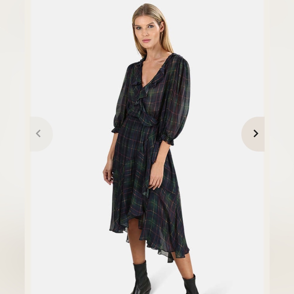 Revolve ICONS Swiss Dot Flamenco Wrap Dress - Picture 7 of 15